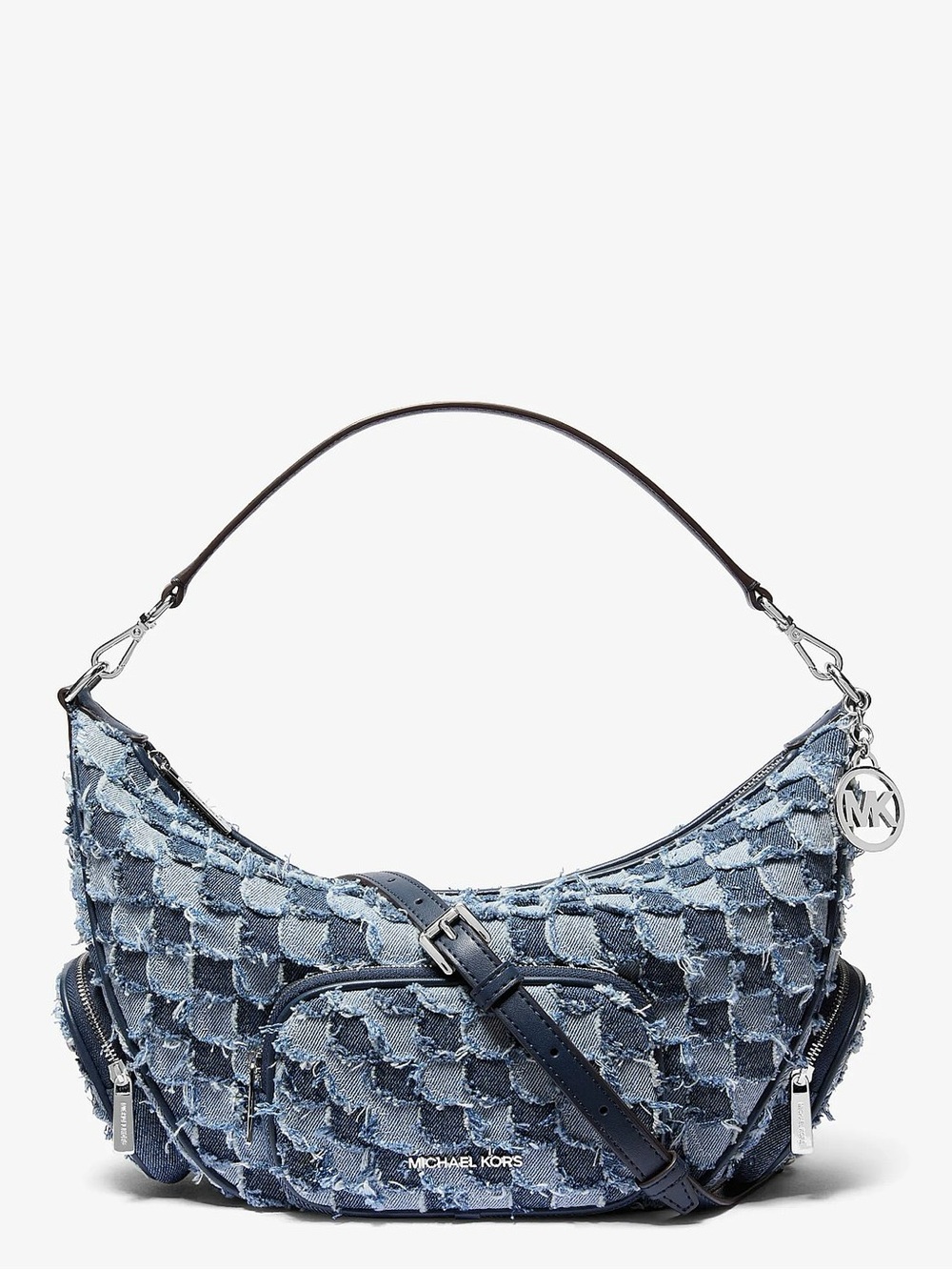 MICHAEL KORS Blue Denim checkerboard Hobo Shoulder Bag